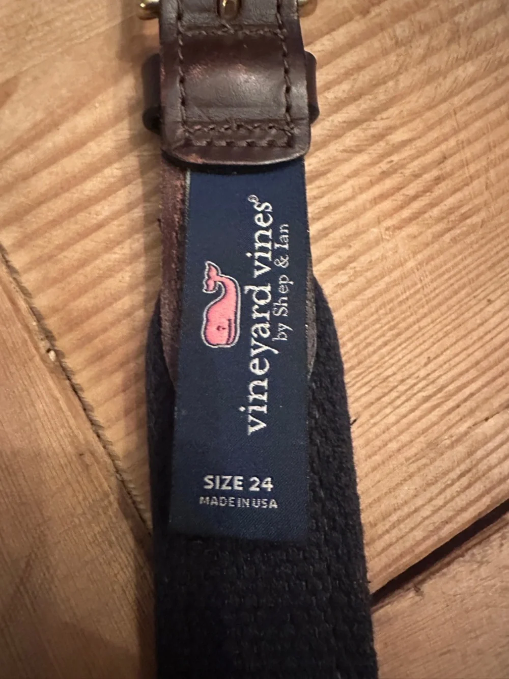 Vineyard Vines Canvas Club Woven Belt Unisex 24 Pink Whale Print Brown Leather